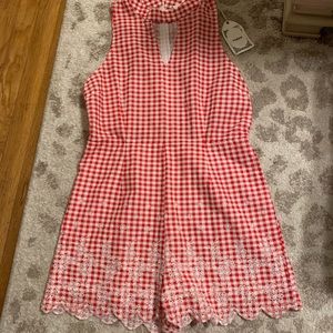Entro Romper Red & White checked Junior Sz Lg
